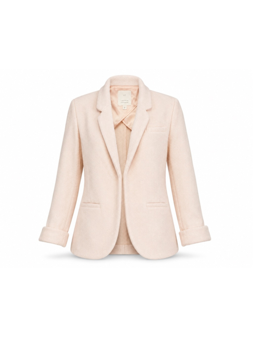 Lauren Conrad LC Women’s Blush Pink Textured Knit Blazer Jacket Size 16 Business - Picture 1 of 8